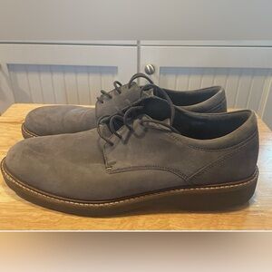 Ecco Mens Oxford Derby Shoes Size EU 43 US 9 Gray Suede Leather Office Career